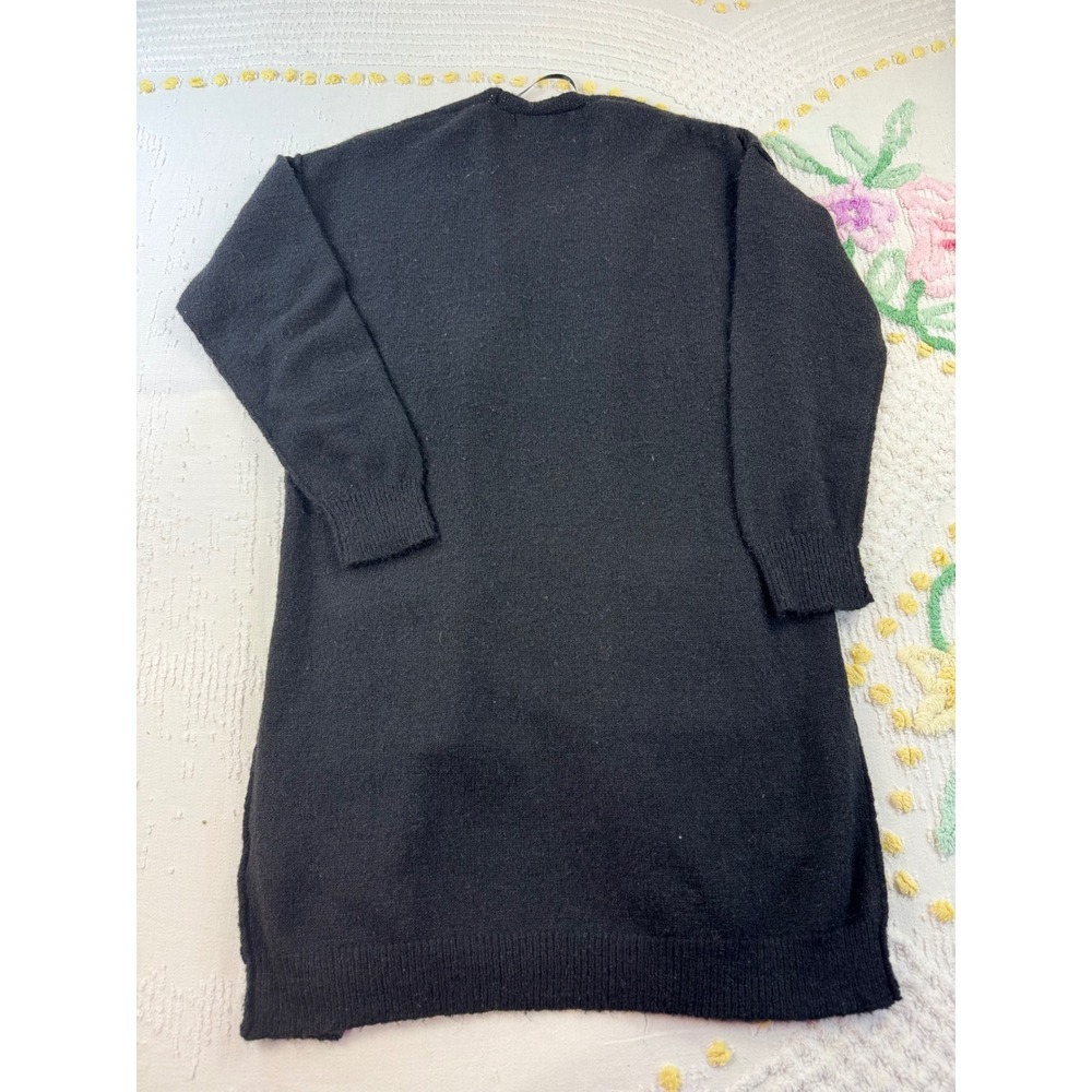 by Anthropologie Black Open Front Cardigan Sweater Knit Cozy Small S - Picture 2 of 11